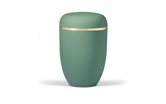 Bio-Naturstoffurne, samtgrün mit Goldband   <small>(040)</small>